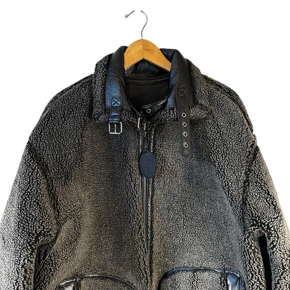 WILSONS B-3 Aviator Reversible Leather Sherpa Flight Bomber Jacket Black Medium - Picture 9 of 16